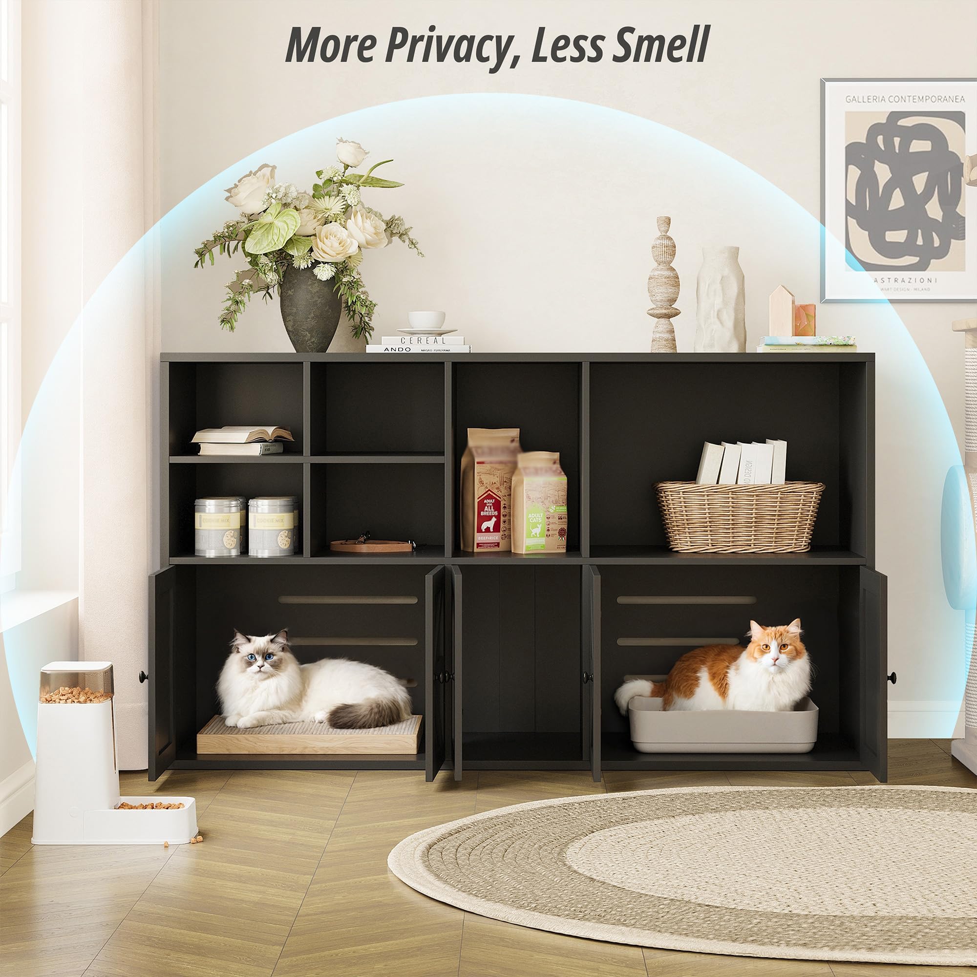 IRONCK multifunction cat house and storage furniture in a living room setting