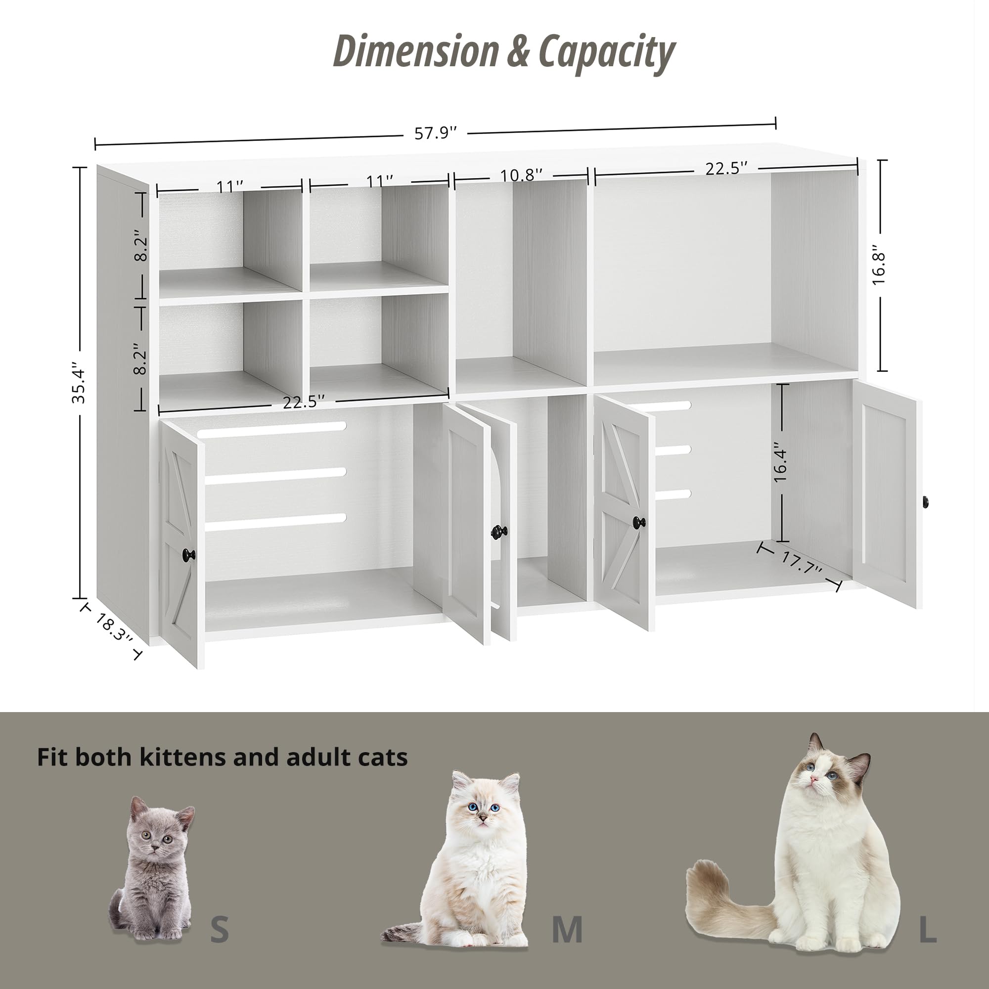 IRONCK cat litter box enclosure with arched center door for easy access and privacy