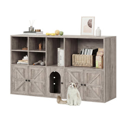 IRONCK cat litter box enclosure with double compartments for two cats