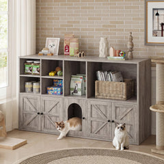 IRONCK enclosure includes side storage for cat supplies and accessories