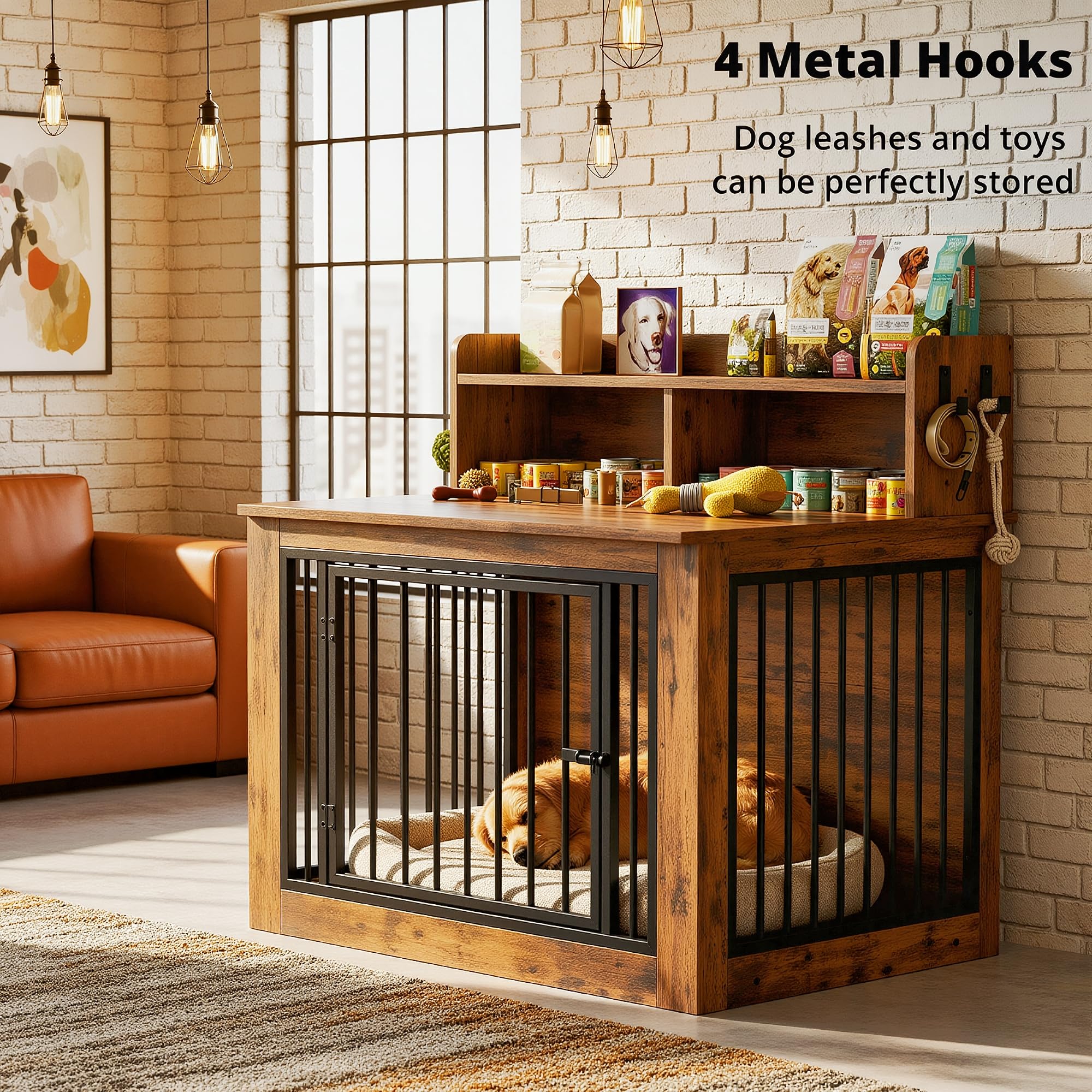 IRONCK crate with four hooks for leashes and collars