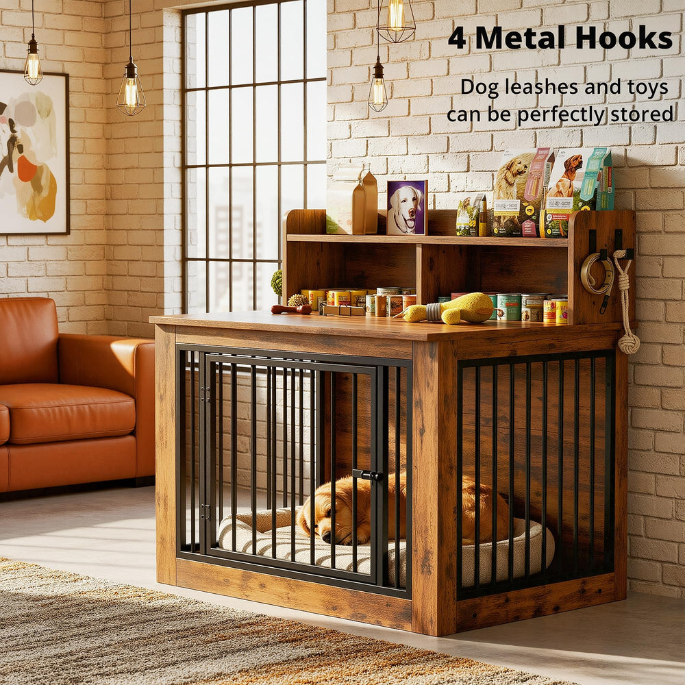 IRONCK crate with four hooks for leashes and collars