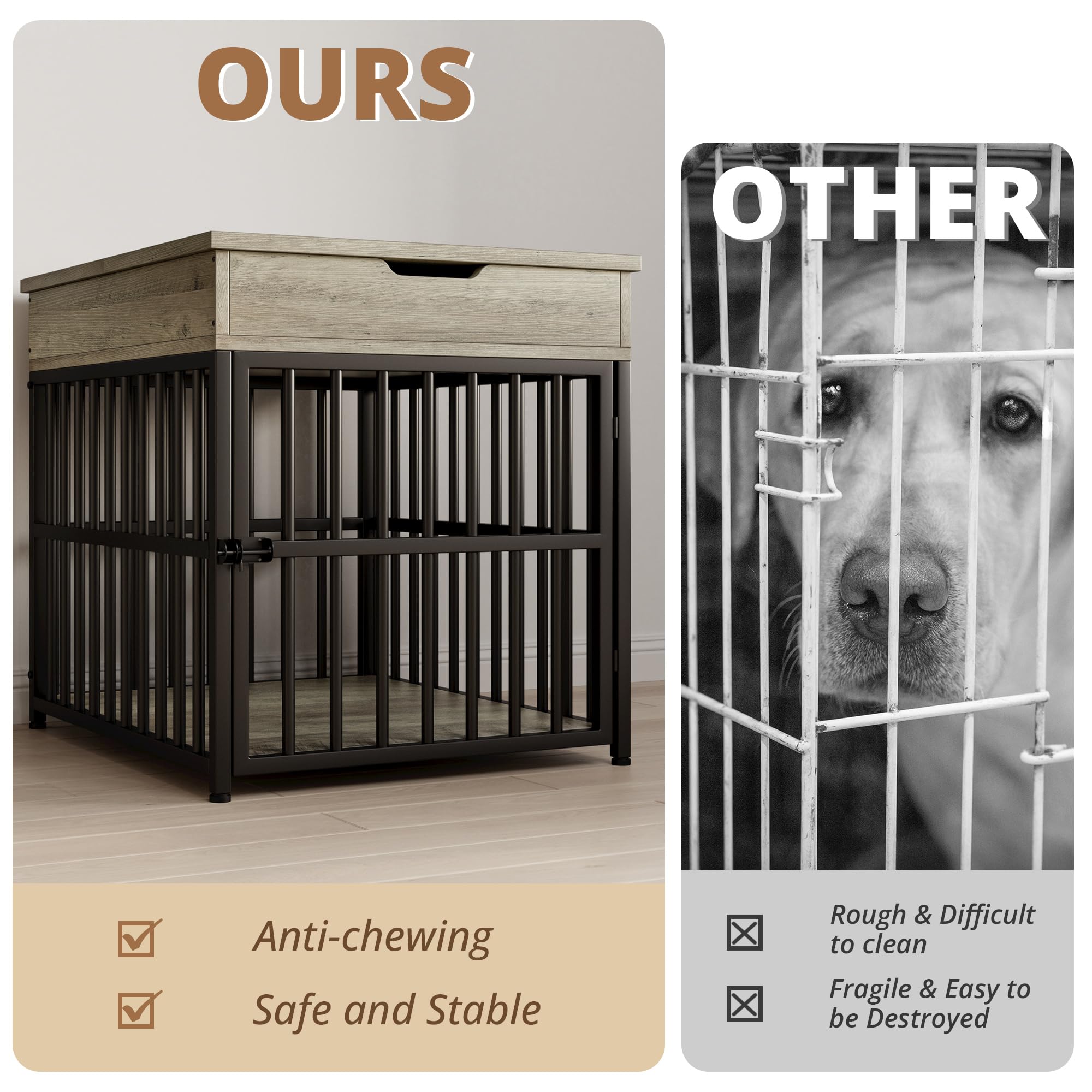 IRONCK dog crate multi-functional furniture saves space in small homes