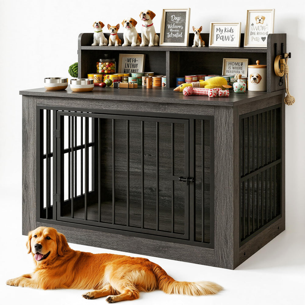 IRONCK extralarge dog crate furniture front view shows sturdy frame