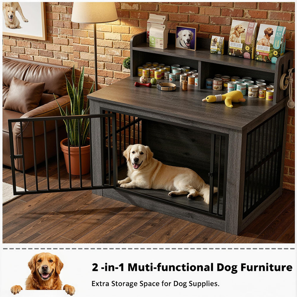IRONCK extralarge dog crate furniture door area with four hooks