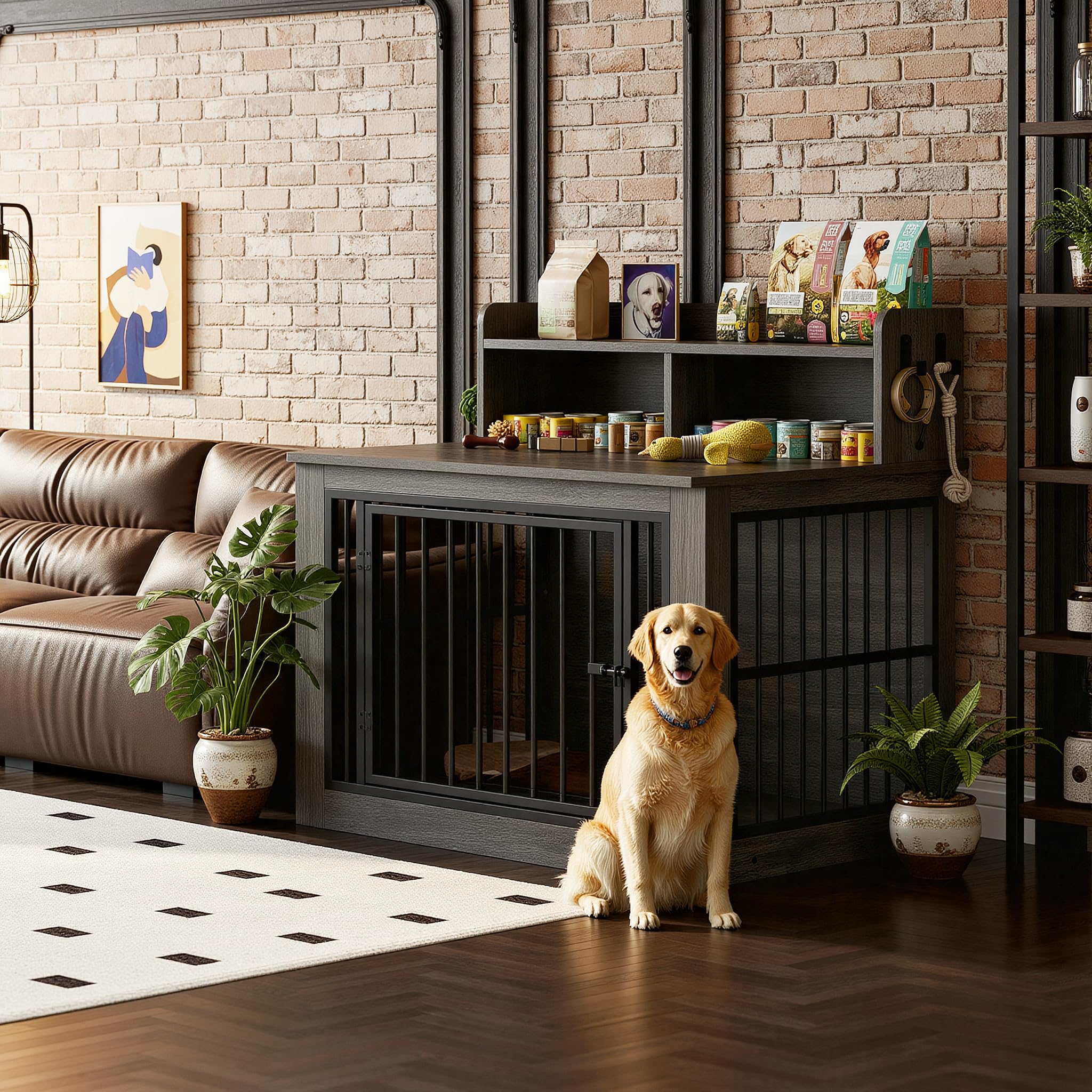IRONCK extralarge dog crate furniture ventilated interior for airflow