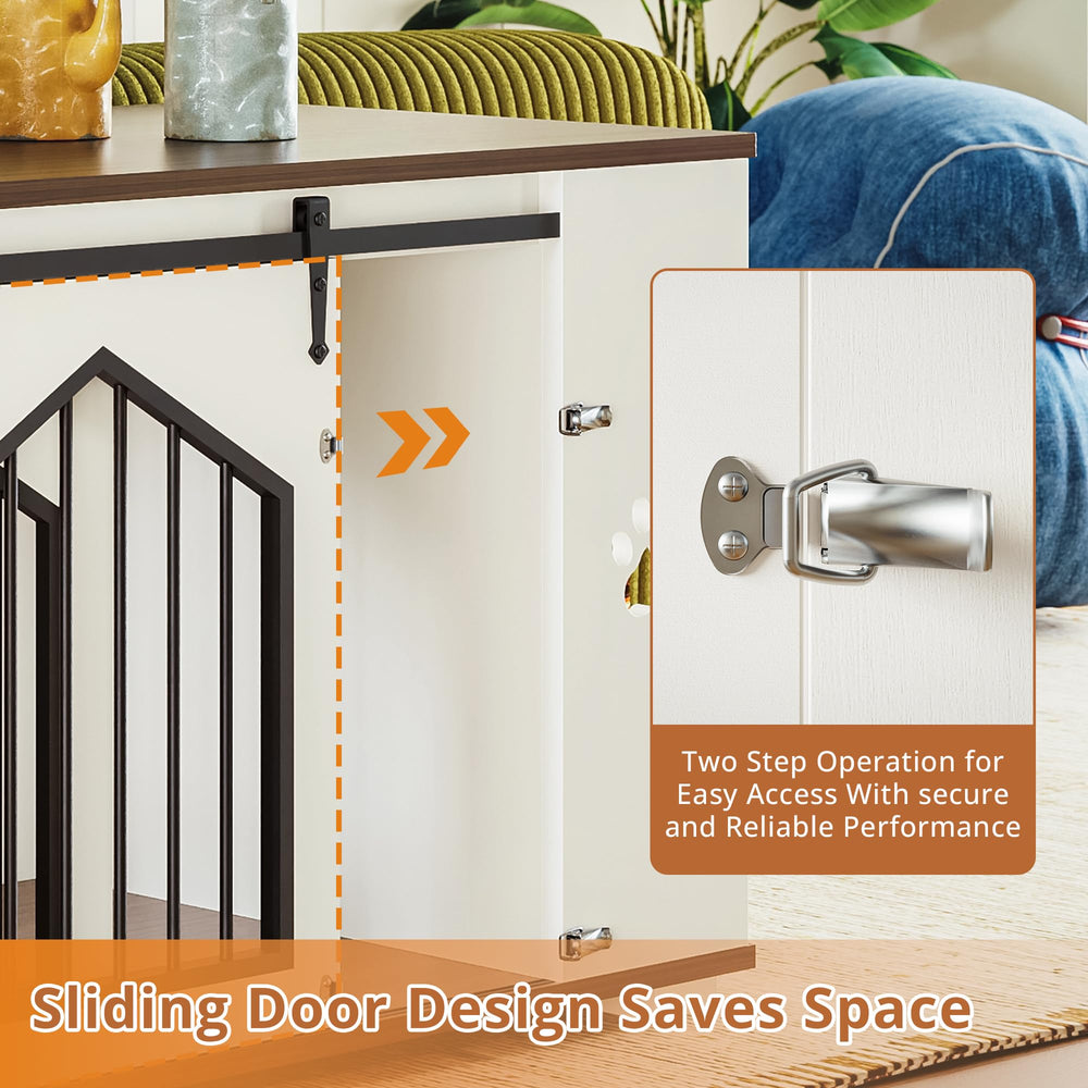 IRONCK sliding barn door with dual safety locks keeps the space secure.