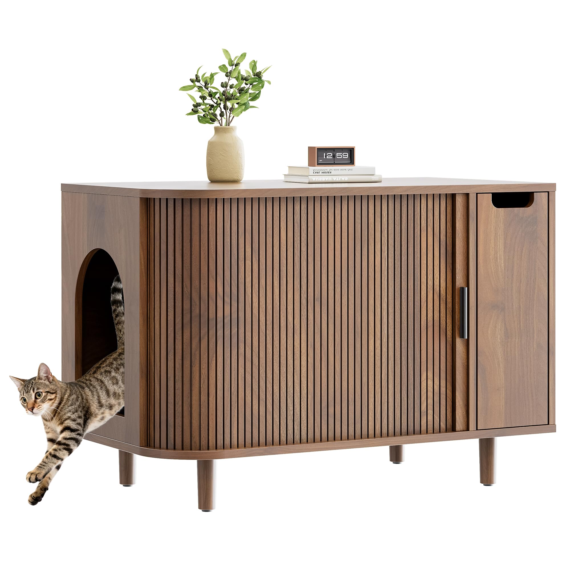 IRONCK wooden hidden cat furniture complements living room decor.