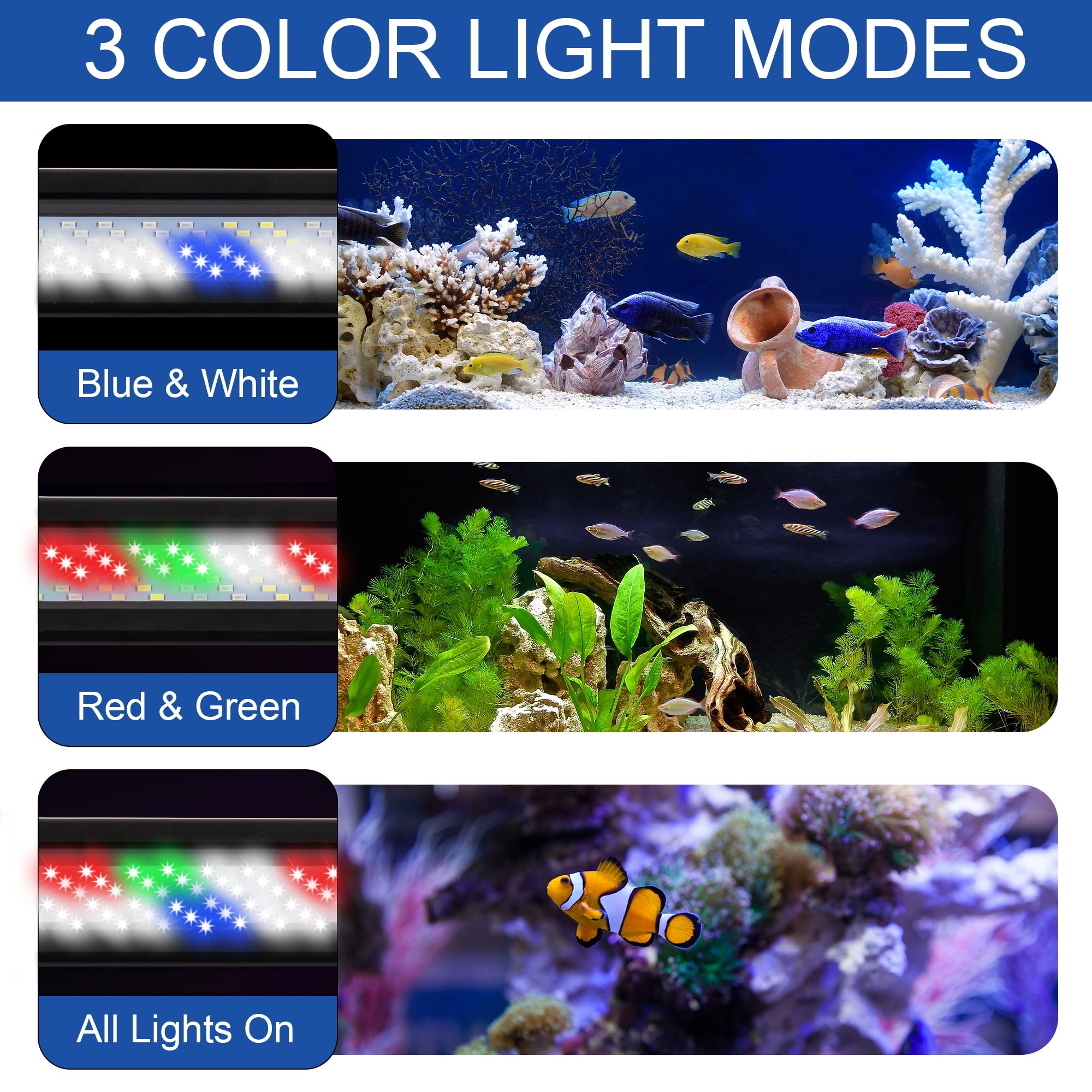 IRQWY LED aquarium light RGB LEDs for customizable scenes and plant-friendly illumination