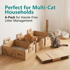 IRRESTRICO 6-pack unfolded large litter box, offering spacious interior for cats.
