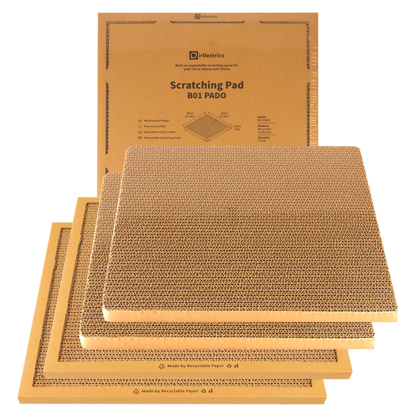 IRRESTRICO cat scratching pad board double-sided for longer scratching surface