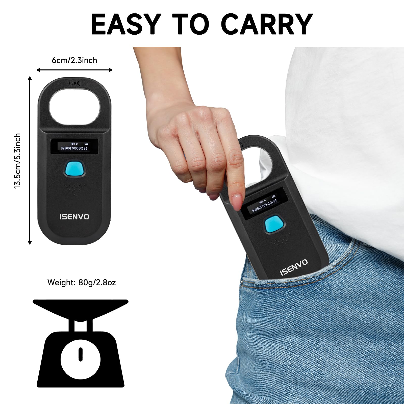 ISENVO back view highlights rugged, portable handheld design