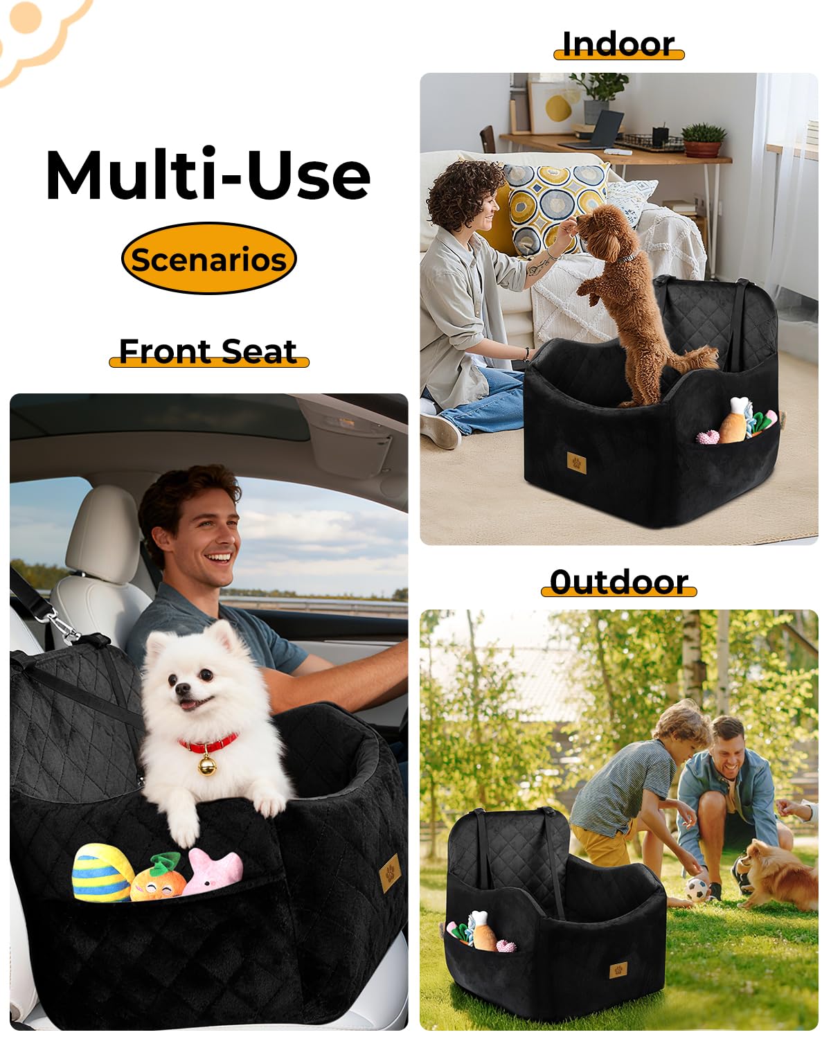 Ishineon dog car seat supports two small dogs securely