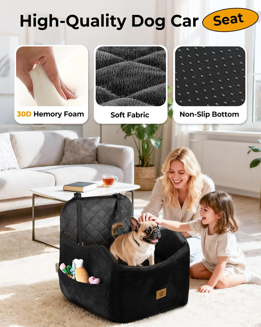 Ishineon dog car seat detachable washable cover for easy cleaning