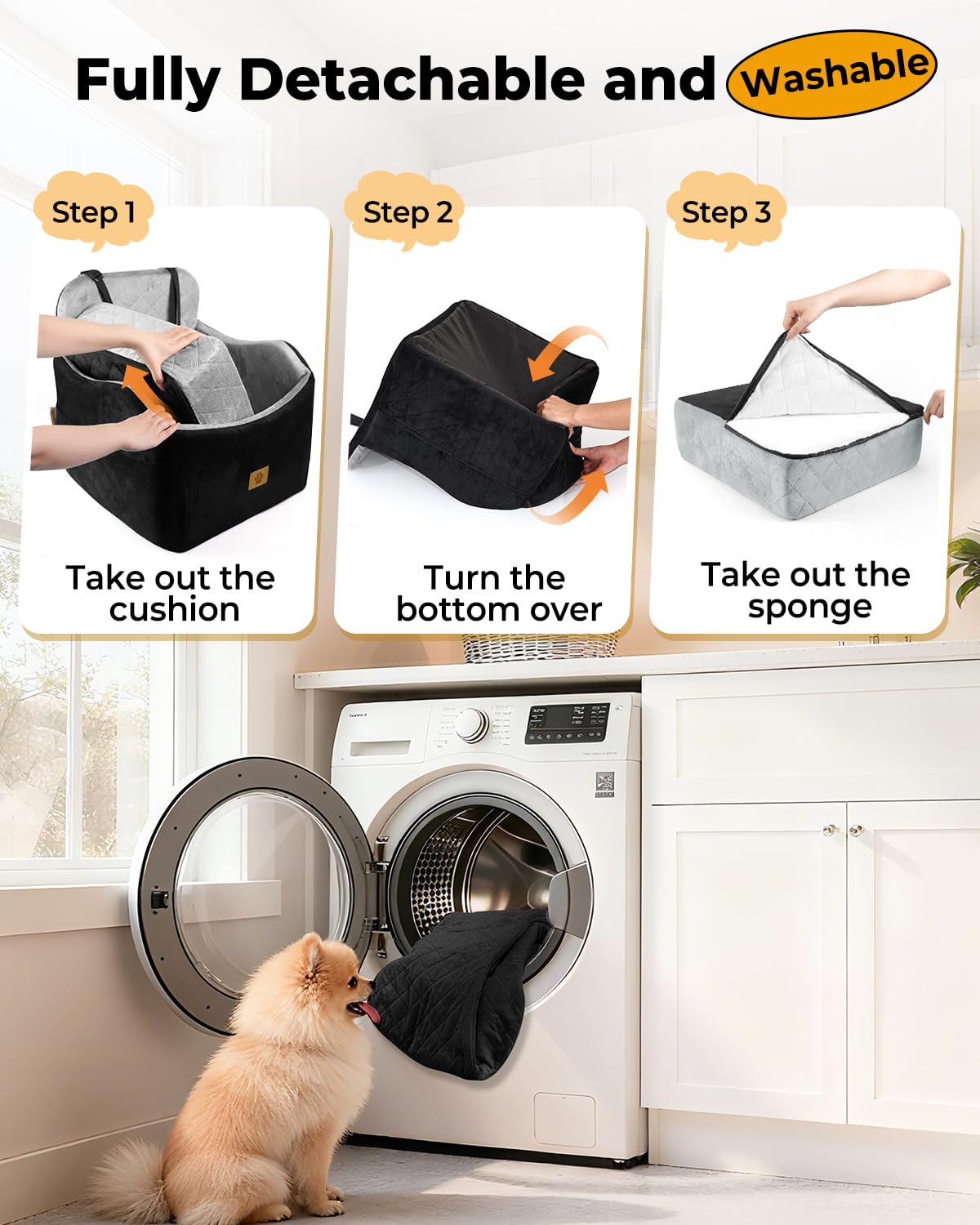 Ishineon dog car seat doubles as a cozy home bed for pets.