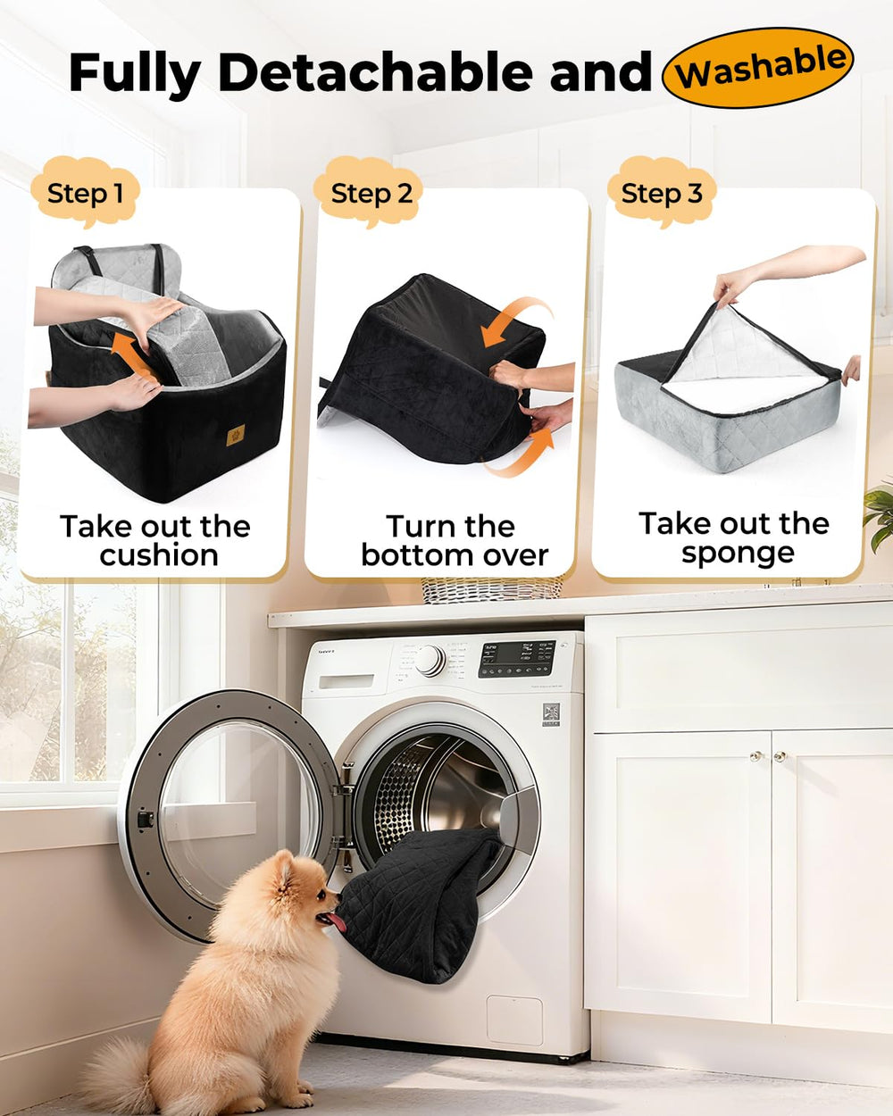 Ishineon dog car seat doubles as a cozy home bed for pets.