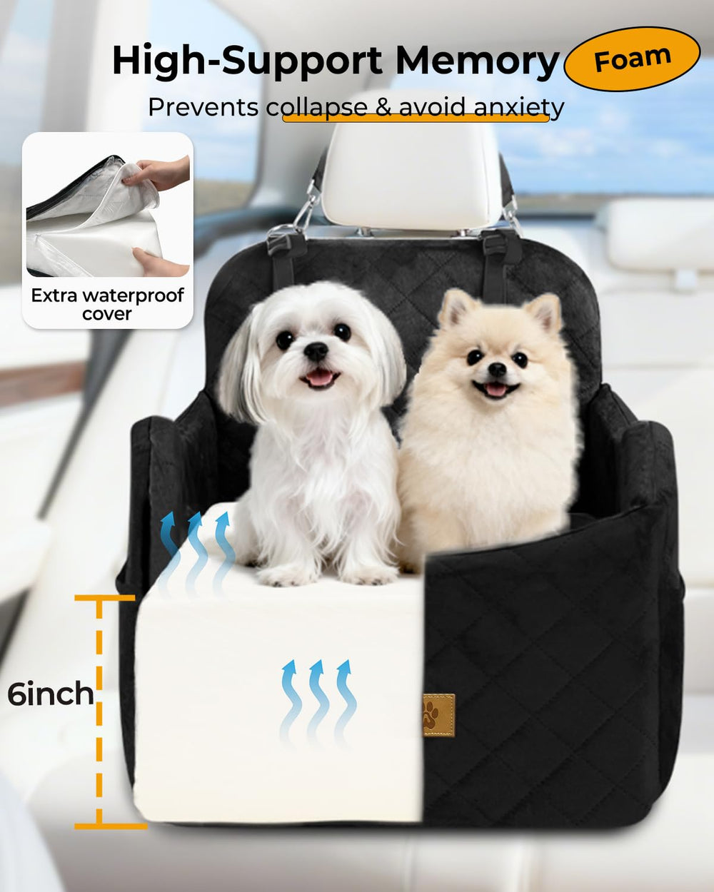 Ishineon dog car seat interior memory foam for comfortable rides
