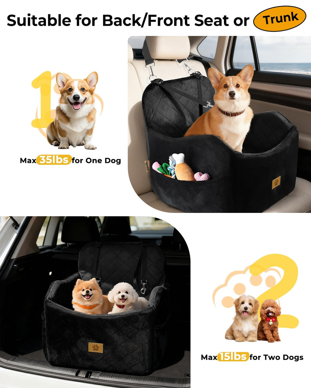 Ishineon dog car seat storage pockets keep toys organized