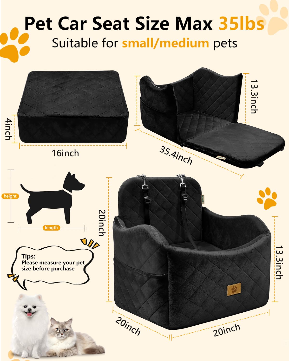 Ishineon dog seat elevated view helps reduce travel anxiety by giving pets a comfy lookout.