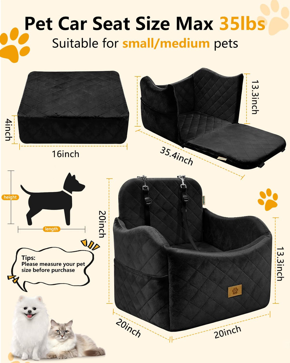 Ishineon dog seat elevated view helps reduce travel anxiety by giving pets a comfy lookout.