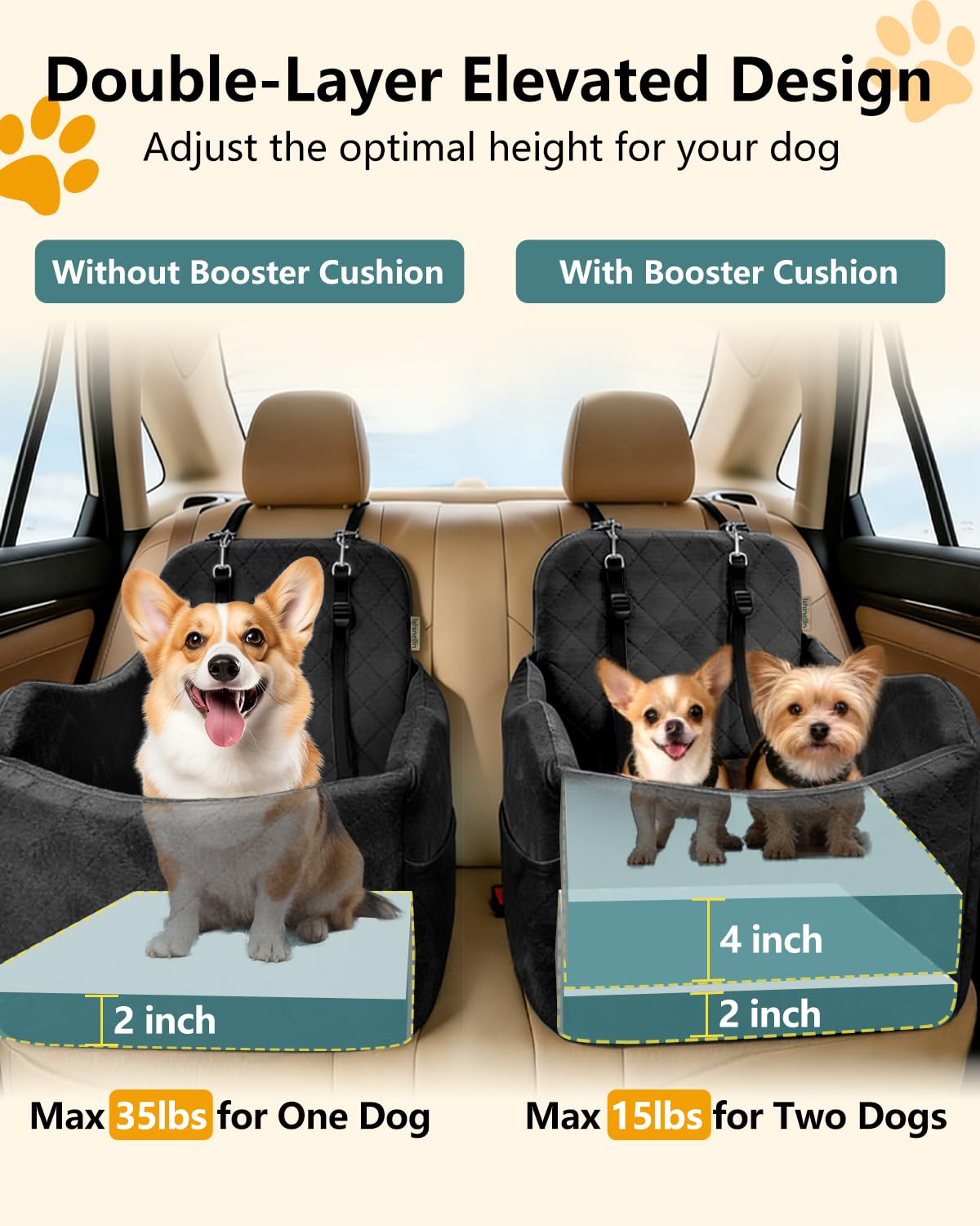 Ishineon dog seat non-slip bottom keeps the carrier secure during bumpy drives.