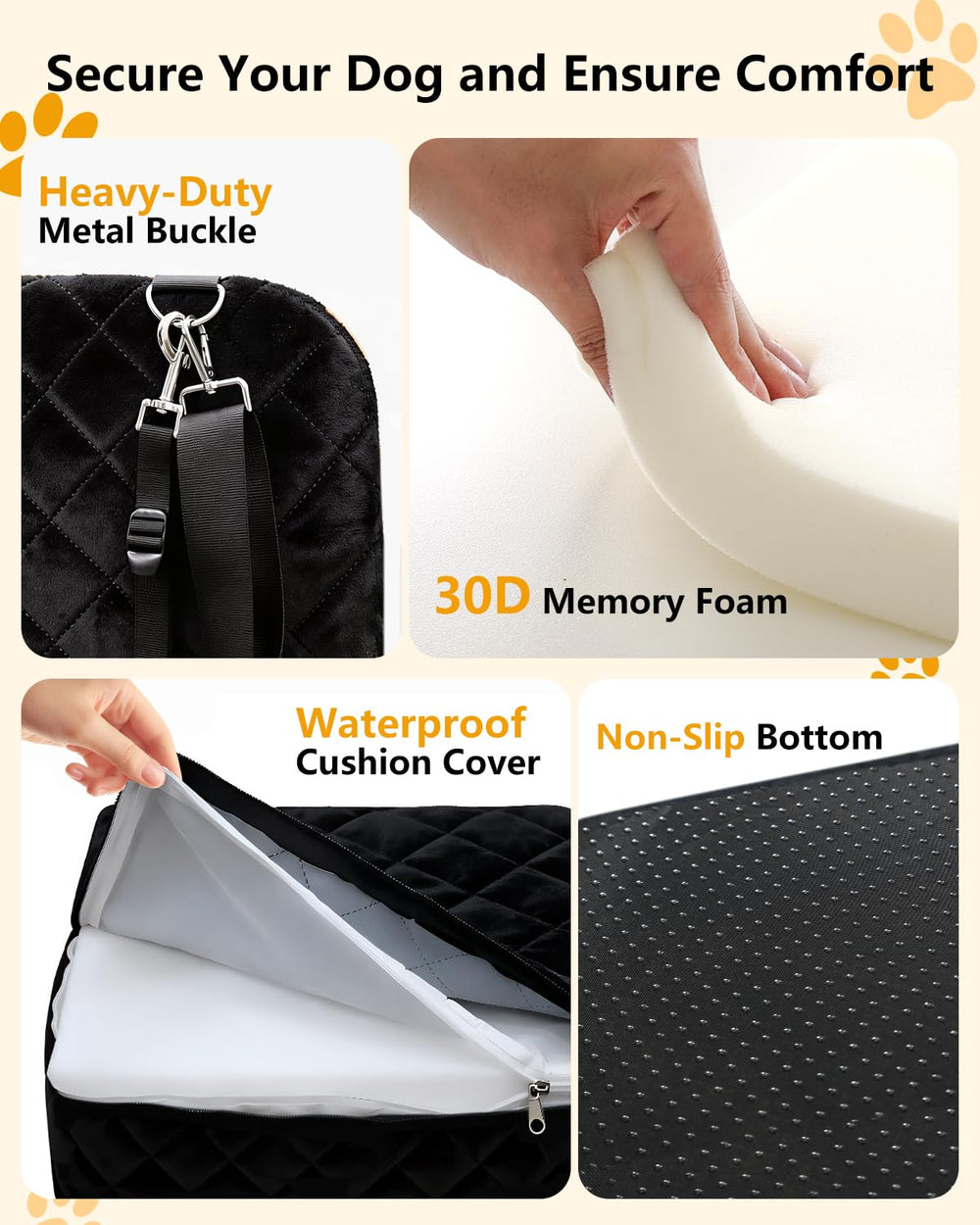 Ishineon dog seat waterproof interior protects against accidents and simplifies cleanup.