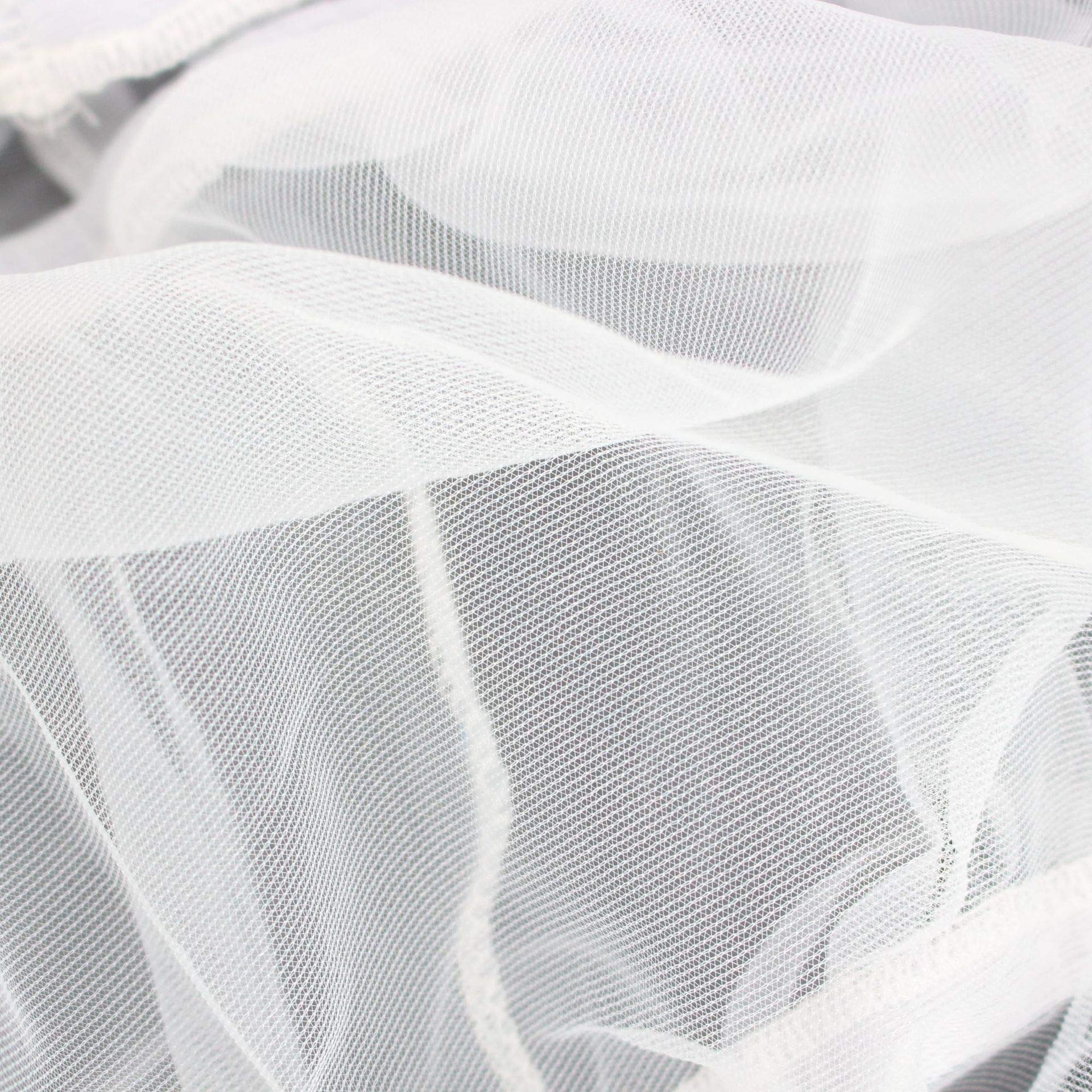 Bird cage with netting cover installed for dust protection and cleaner surroundings.