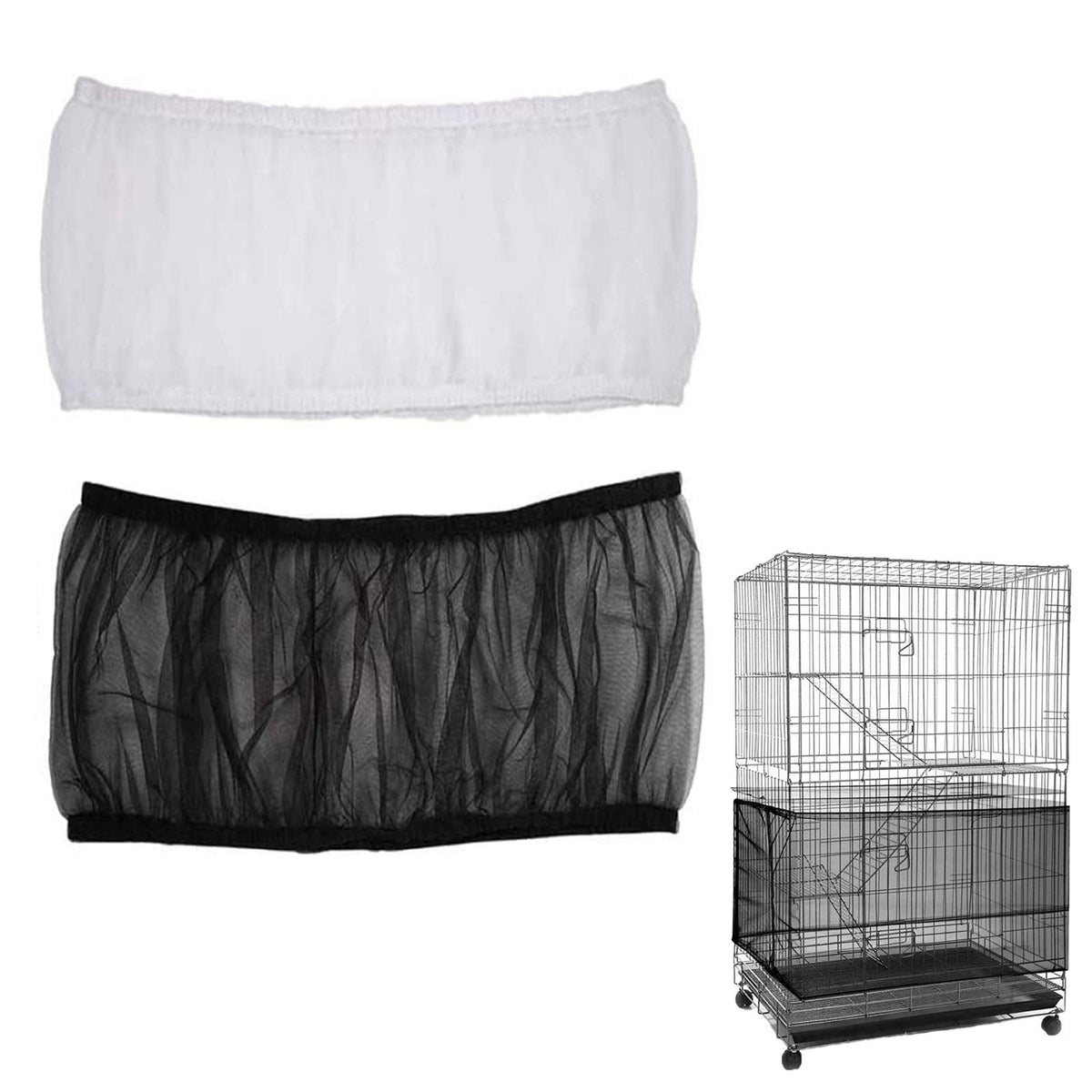 ISMARTEN seed catcher 2-pack on a bird cage for mess-free feeding.