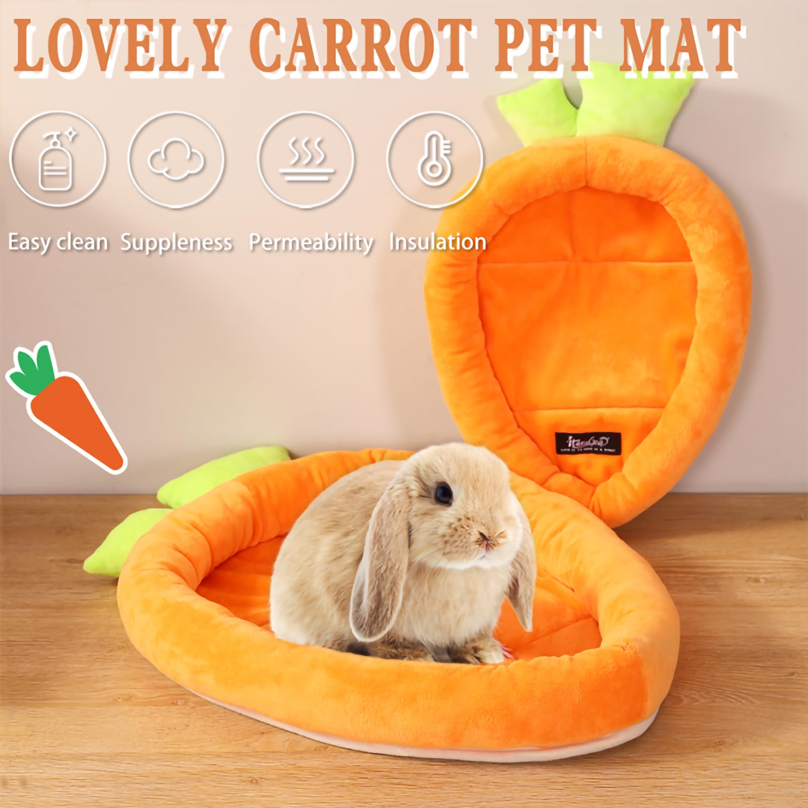 ITANDME Bunny Bed raised edges create a snug, mother-like retreat for rabbits.