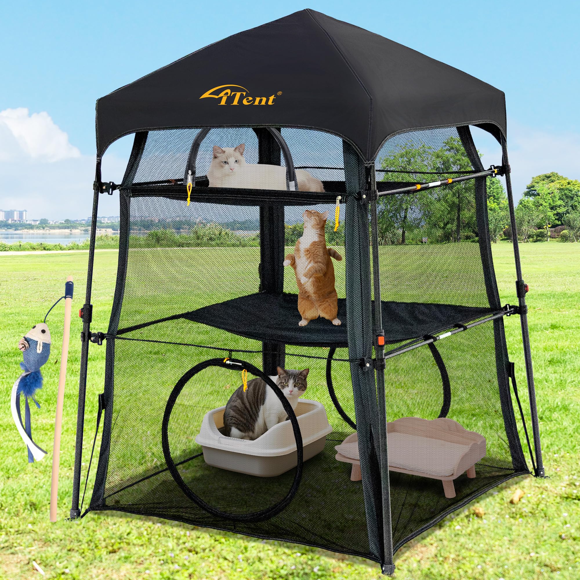 ITENT automatic pop-up cat enclosure in action for quick setup and safe play