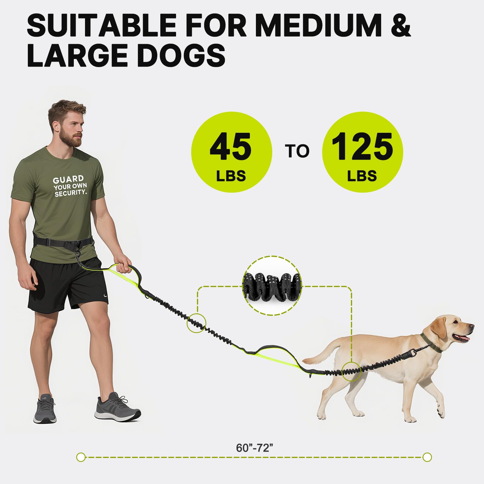 ITNAST bungee leash delivers smooth shock absorption during runs