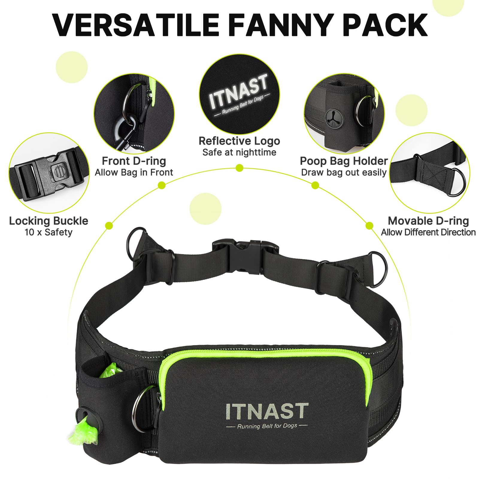 ITNAST detachable bungee leash allows flexible mode switching