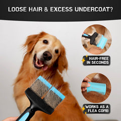 iToleeve curved bristles glide through mats on long hair.