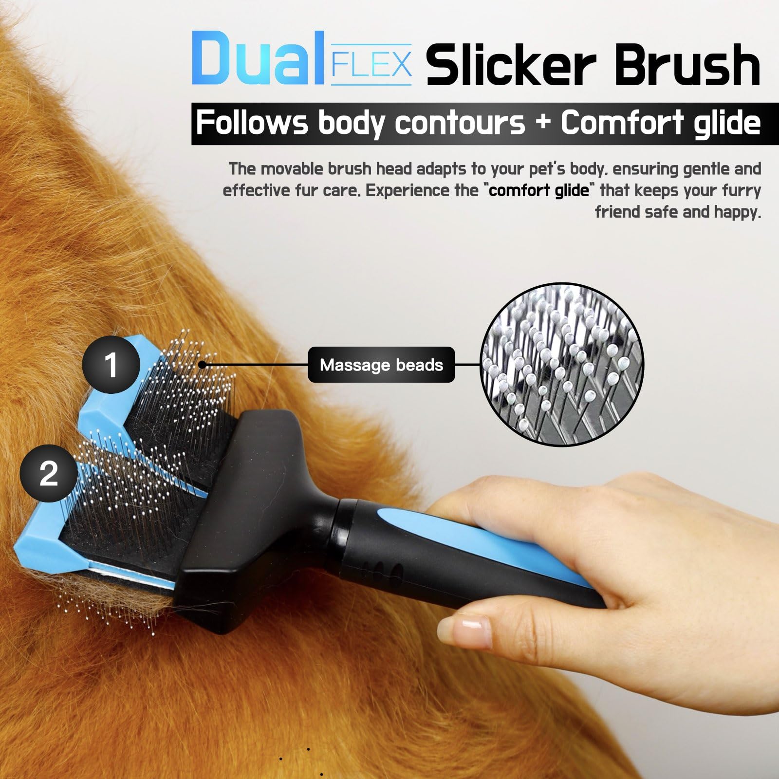 iToleeve brush removes loose undercoat with soft bristles.