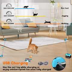 ITSHINY interactive cat treadmill blue feather attachment invites dynamic chasing