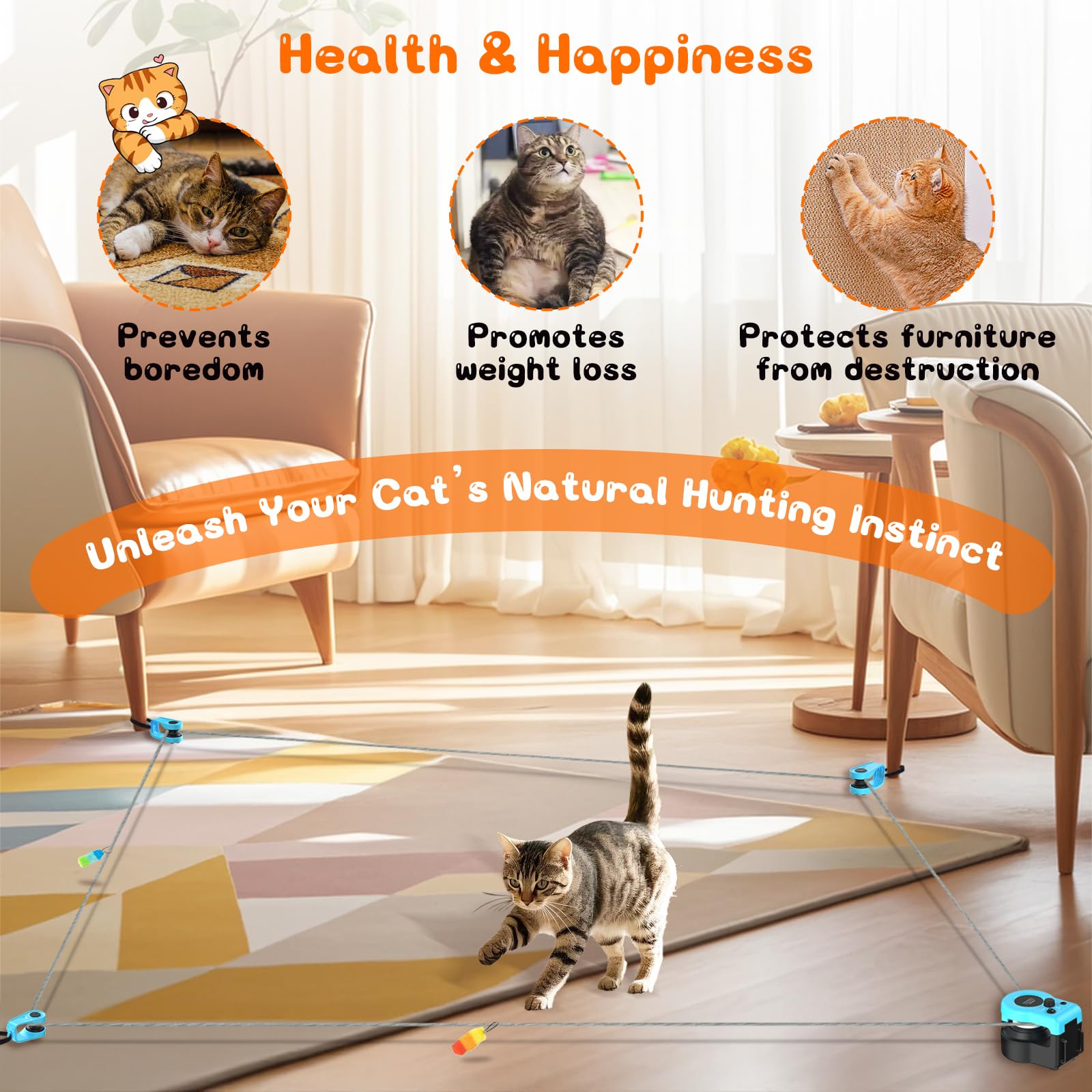 ITSHINY interactive cat treadmill blue quiet motor for peaceful indoor play