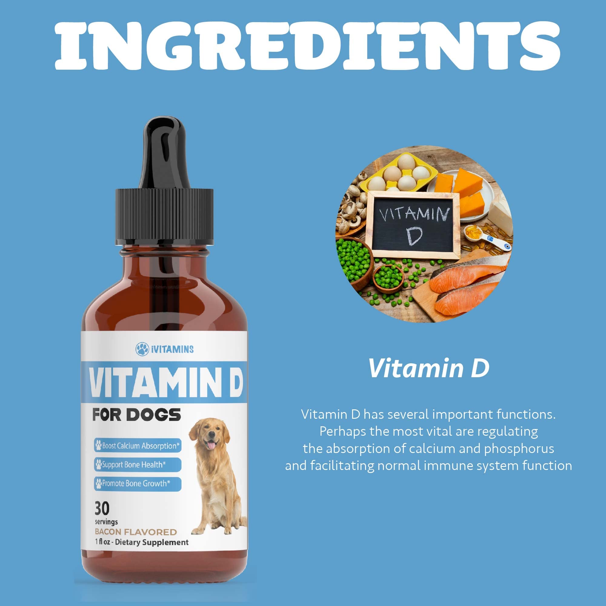 iVitamins Vitamin D for Dogs liquid tincture enables quick circulation