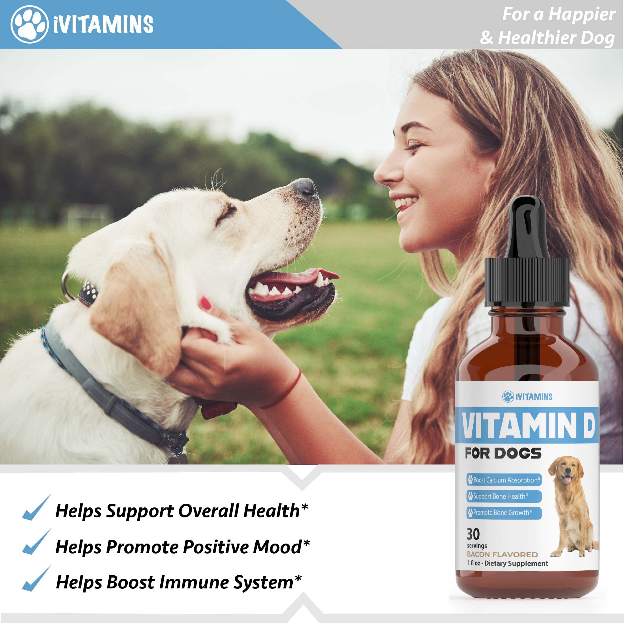 iVitamins Vitamin D for Dogs bone health support in liquid form