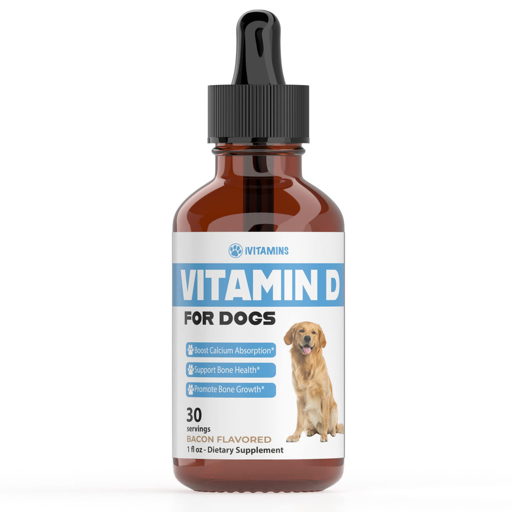 iVitamins Vitamin D for Dogs bottle with easy drops for bone health