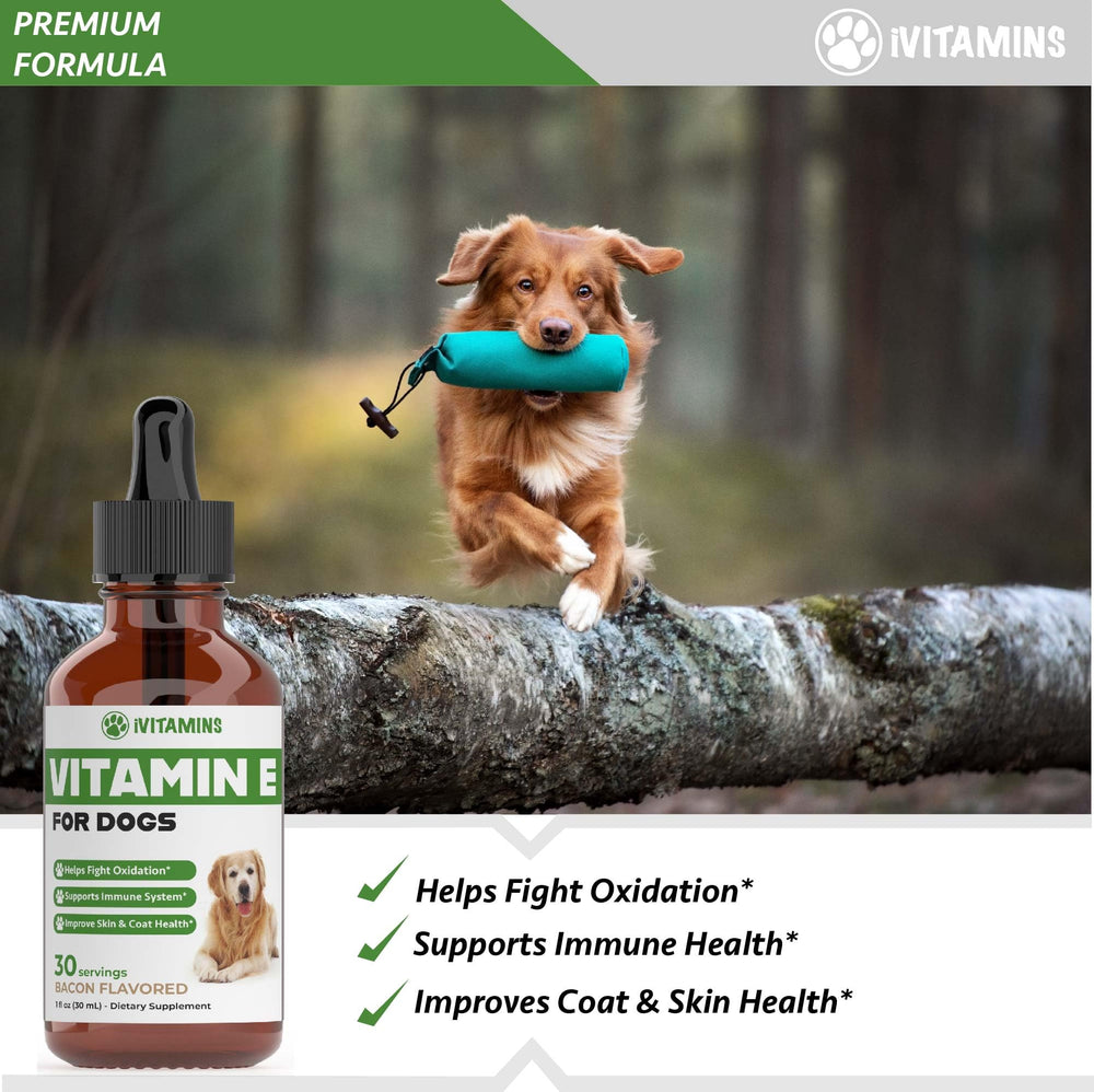 iVitamins Vitamin E for Dogs bacon-flavor drops for easy administration