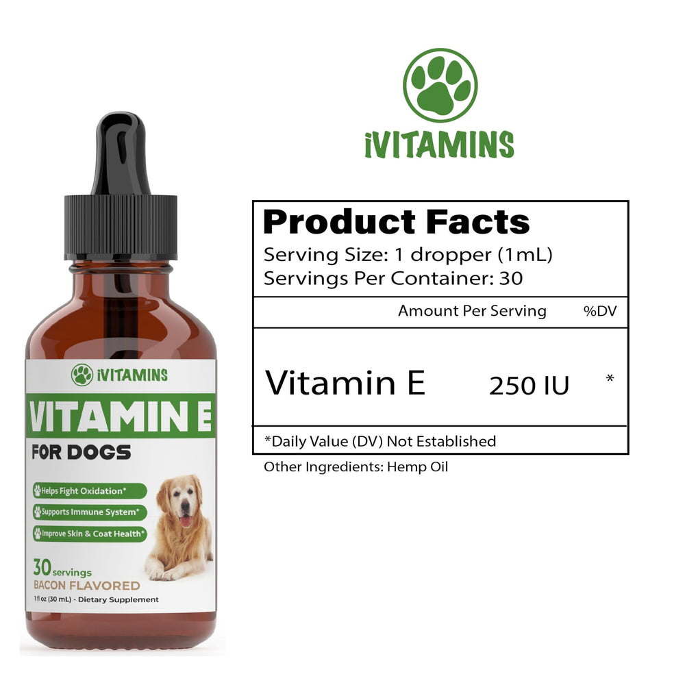 iVitamins Vitamin E for Dogs drops poured for fast absorption during daily use