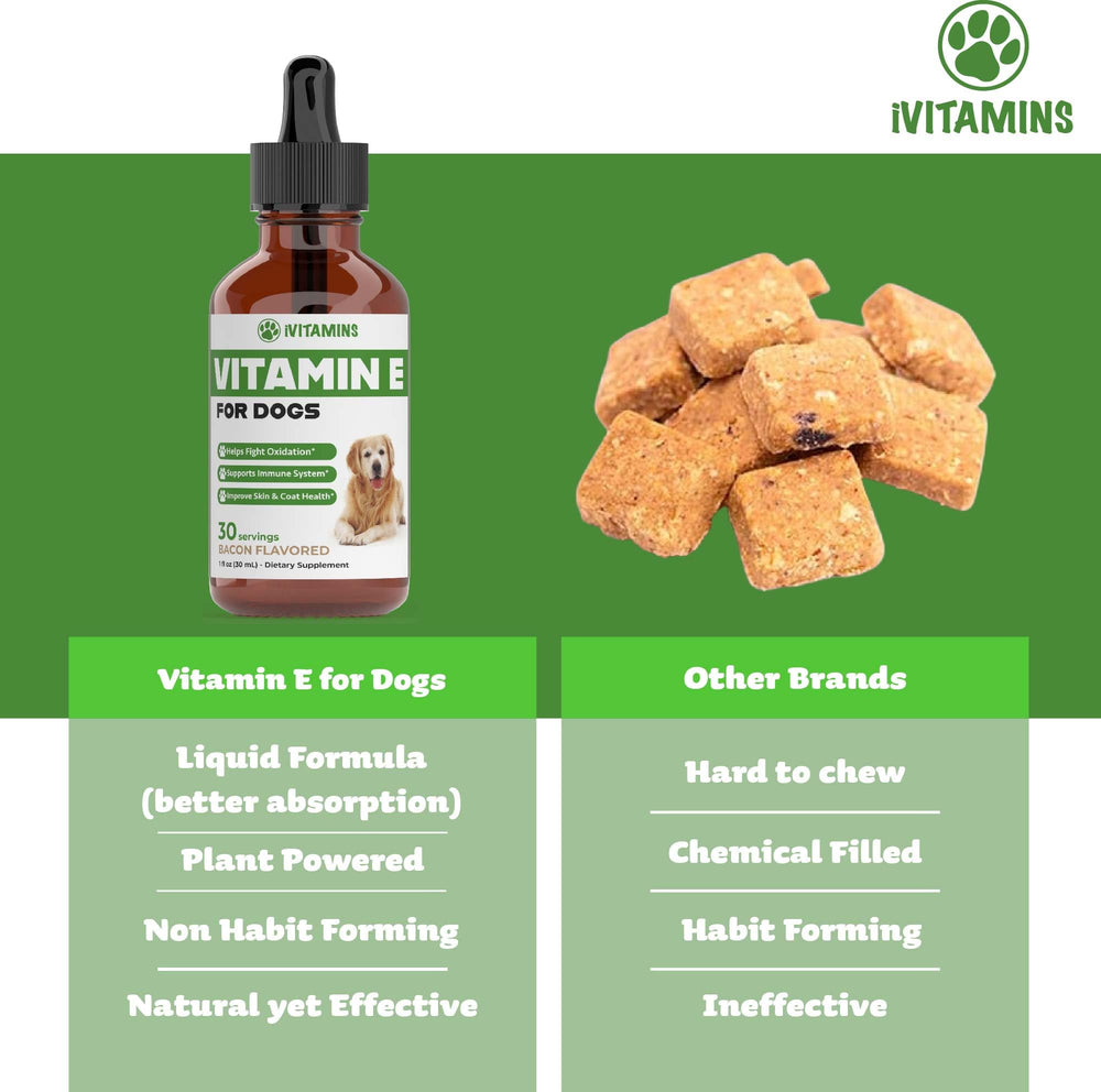 iVitamins Vitamin E for Dogs eye-health focus in bottle supports visual wellness