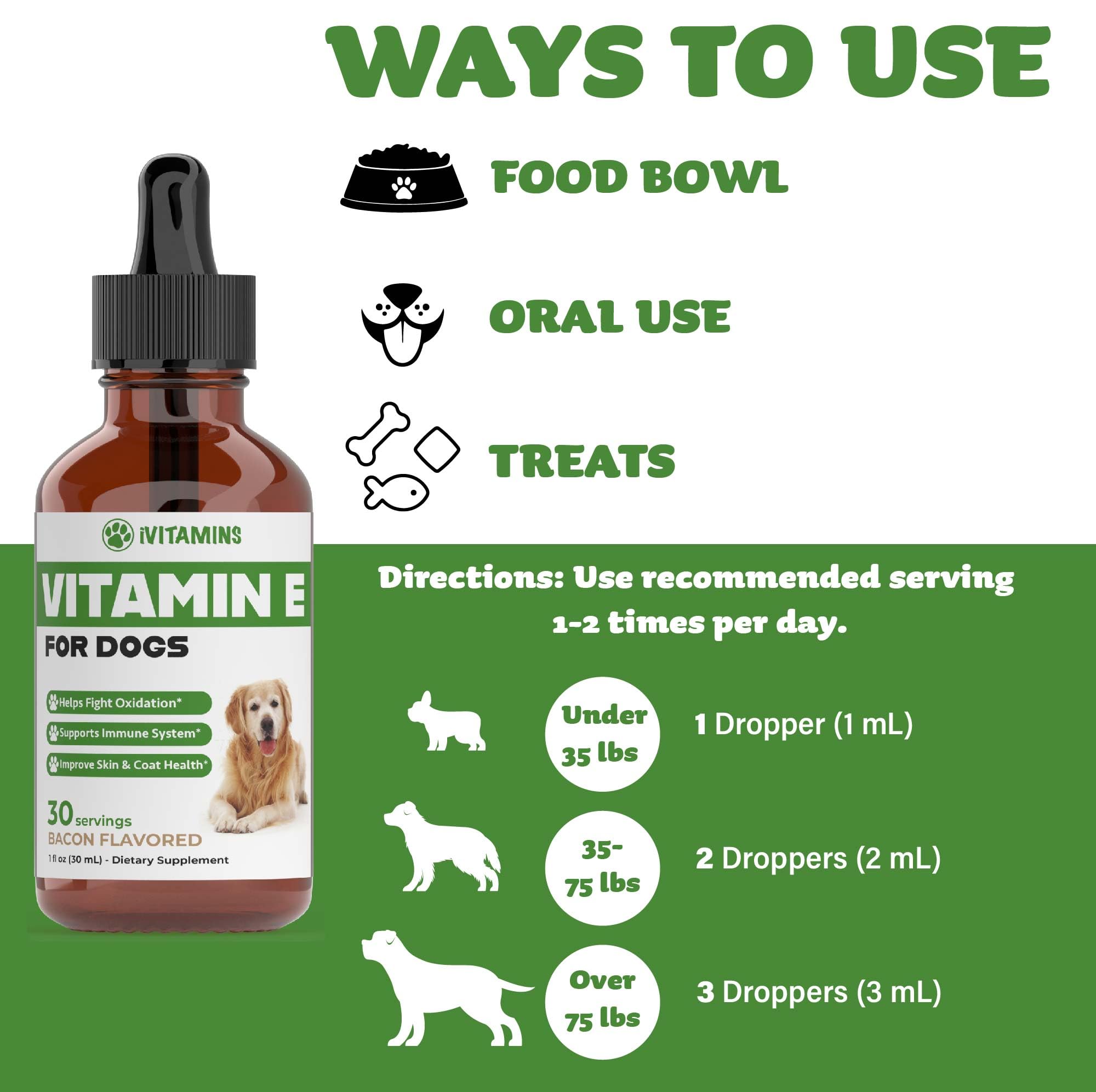iVitamins Vitamin E for Dogs skin & coat care drops for a glossy coat