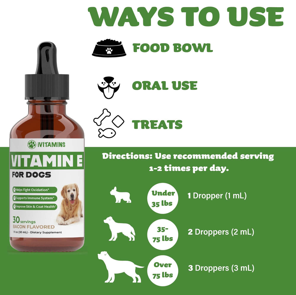 iVitamins Vitamin E for Dogs skin & coat care drops for a glossy coat