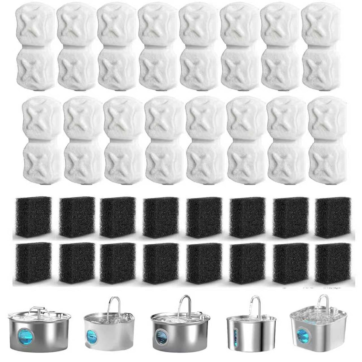 IVTCTV cat fountain filter setup shows four-layer filtration for clean water