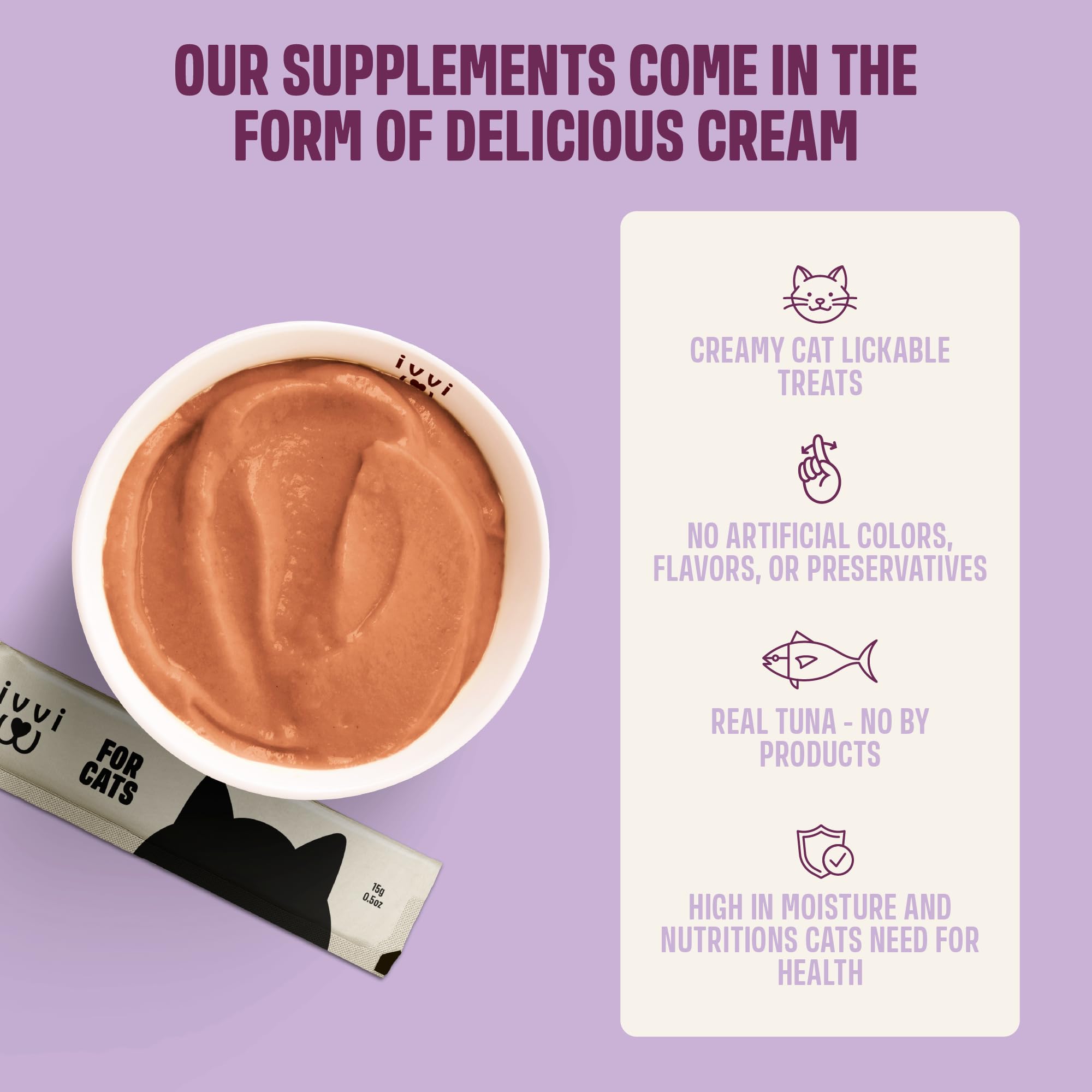 ivvi Relax for Cats vitamin B and E boost close-up suggests wellness benefits.