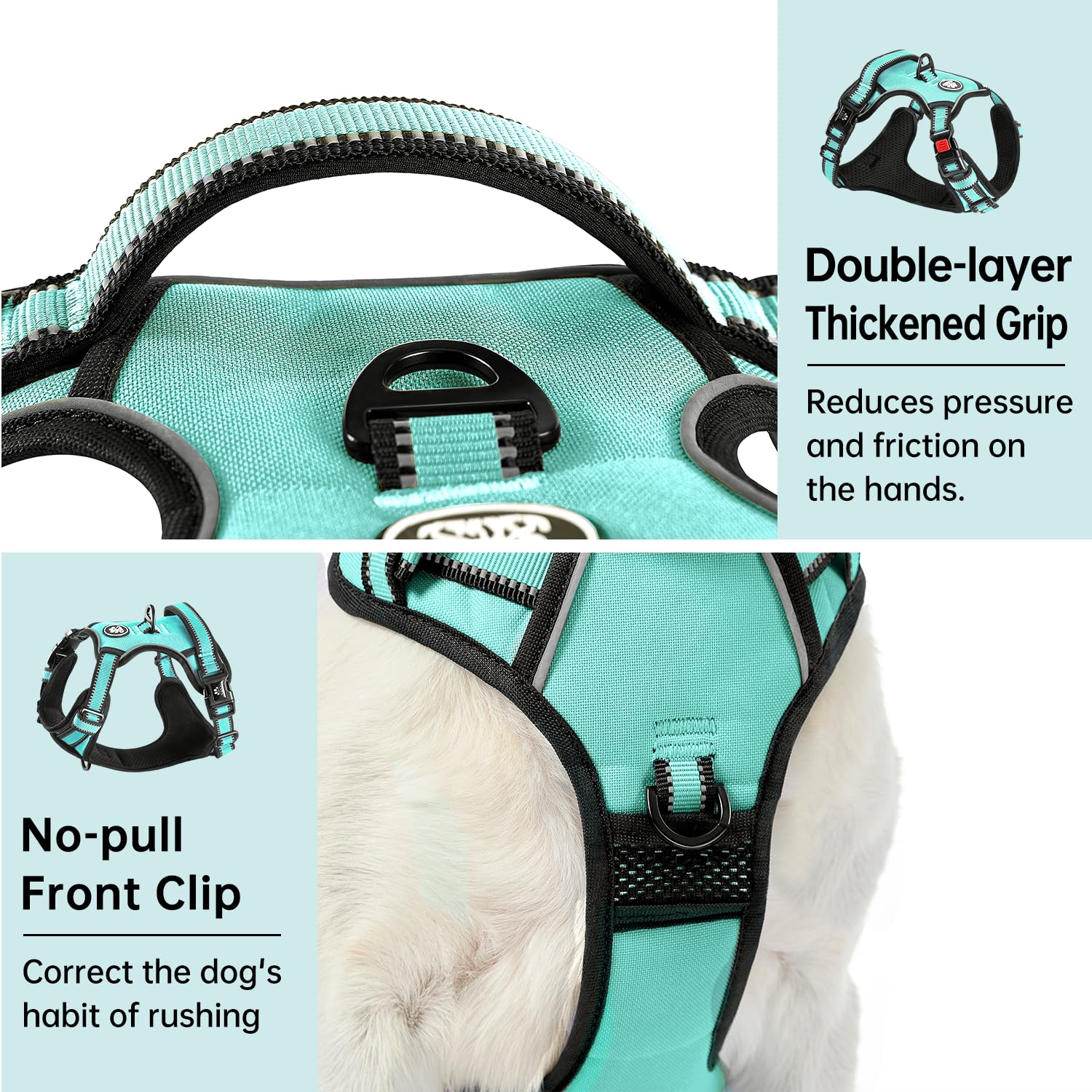 IVY&LANE lockable neck buckle harness turquoise prevents escapes