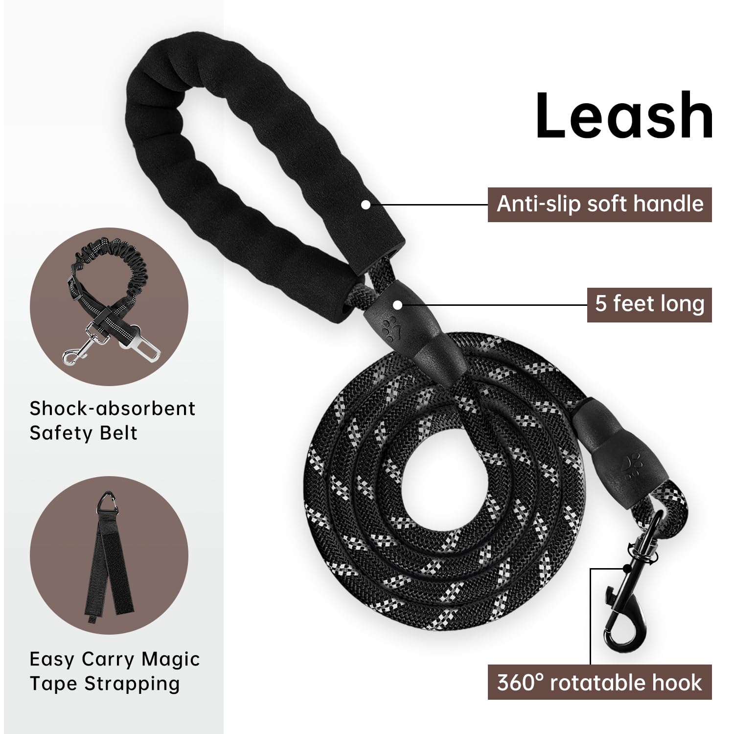 IVY&LANE Reflective Strips on Harness and Leash boost night visibility.