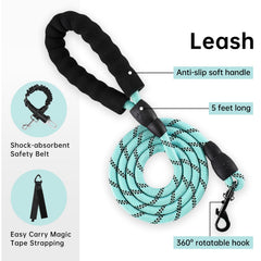 IVY&LANE turquoise leash integrated with harness for controlled walks.