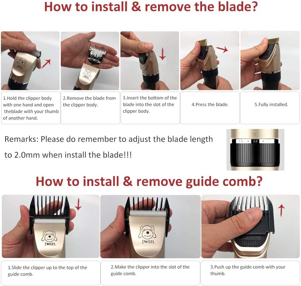 IWEEL Dog Clippers guide combs 3-12 enable uniform trimming lengths